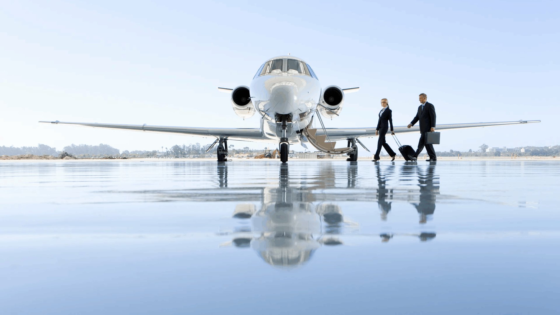 Boarding a private jet